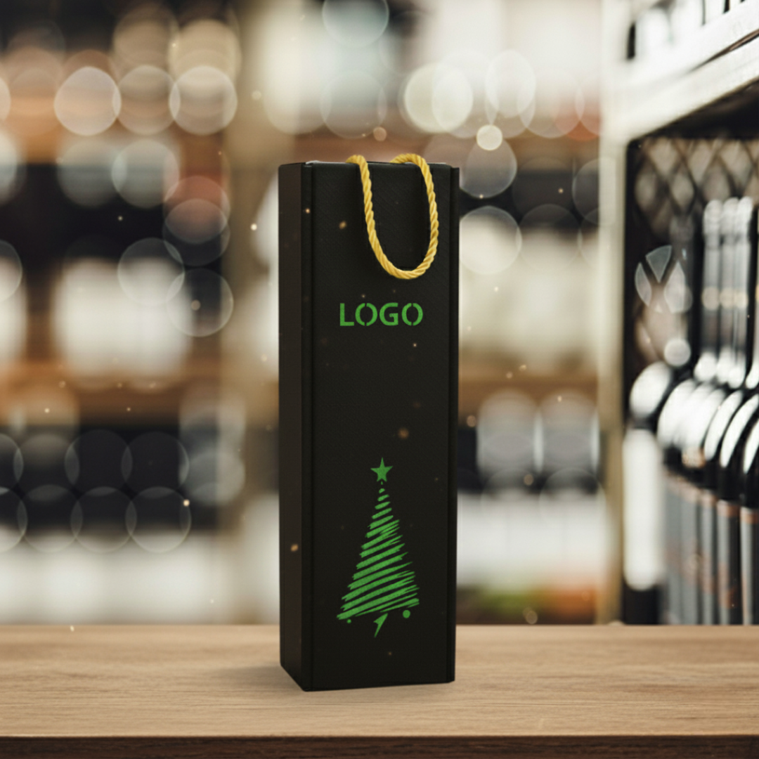 czarne świąteczne pudełko na wino
