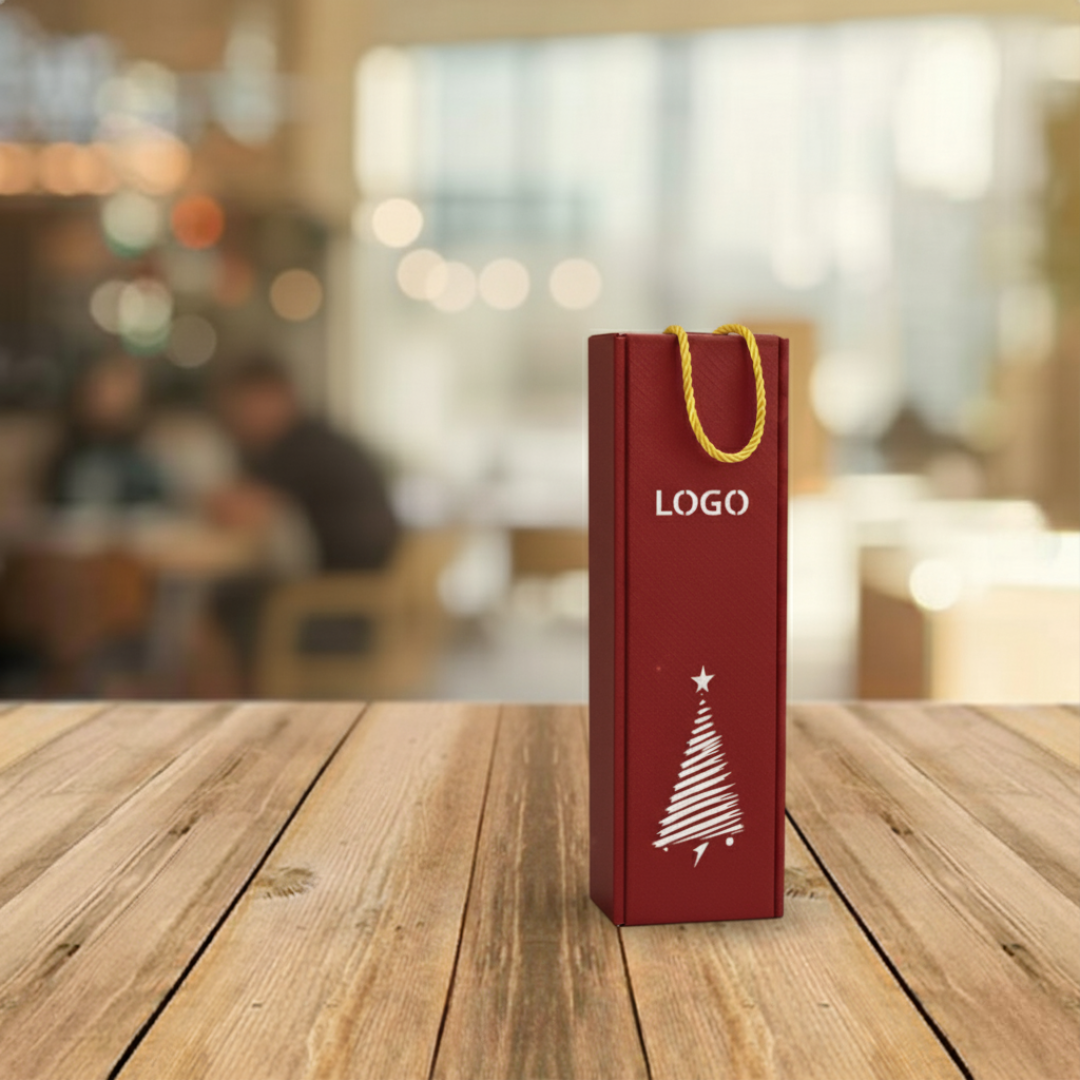 czerwone świąteczne pudełko na wino